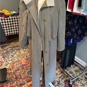 Sz 12P Women's Gray Trench Coat w/hood